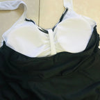 Tankini Plus Size 2 Peças com Vestido | Frente Única e Shorts Listrado