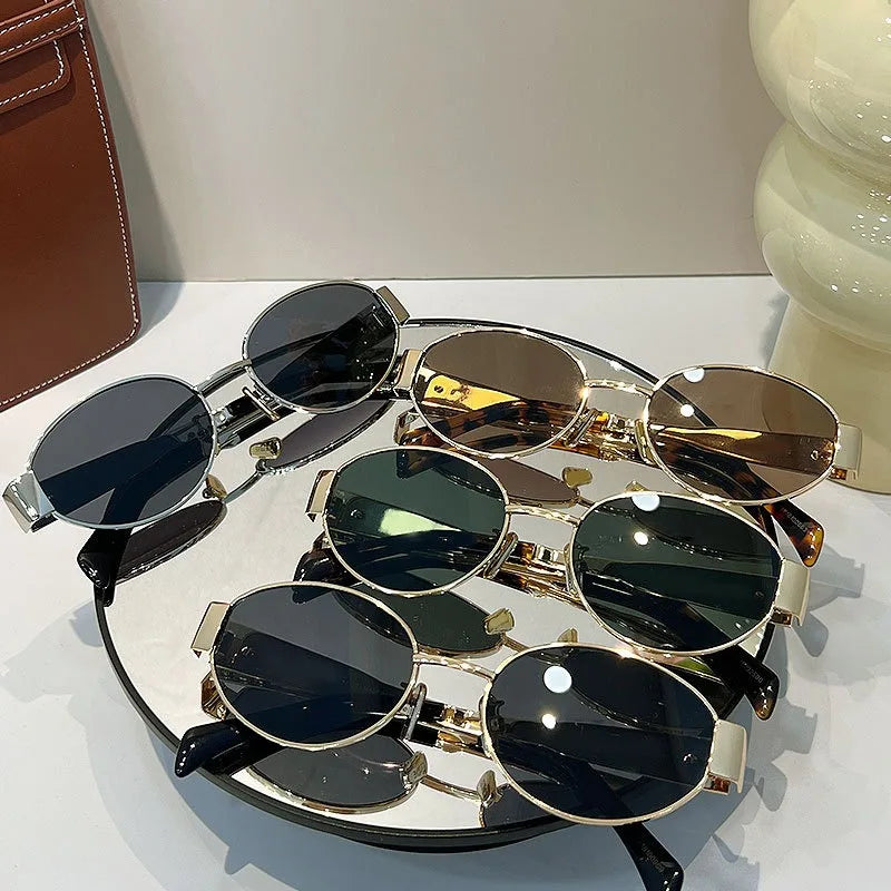 Óculos de Sol Retrô Oval com Armação Metálica | Proteção UV400