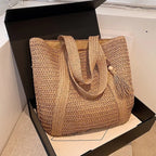 Bolsa de Praia Palha Trançada Retrô | Ombro e Mão