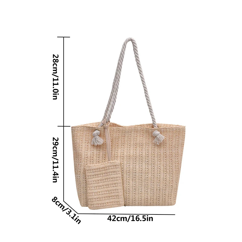 Bolsa de Praia Palha Estilo Boho | Grande Capacidade