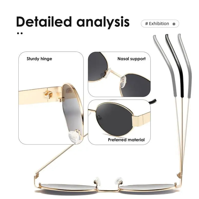 Óculos de Sol Retrô Oval com Armação Metálica | Proteção UV400