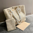 Bolsa de Praia Palha Estilo Boho | Grande Capacidade