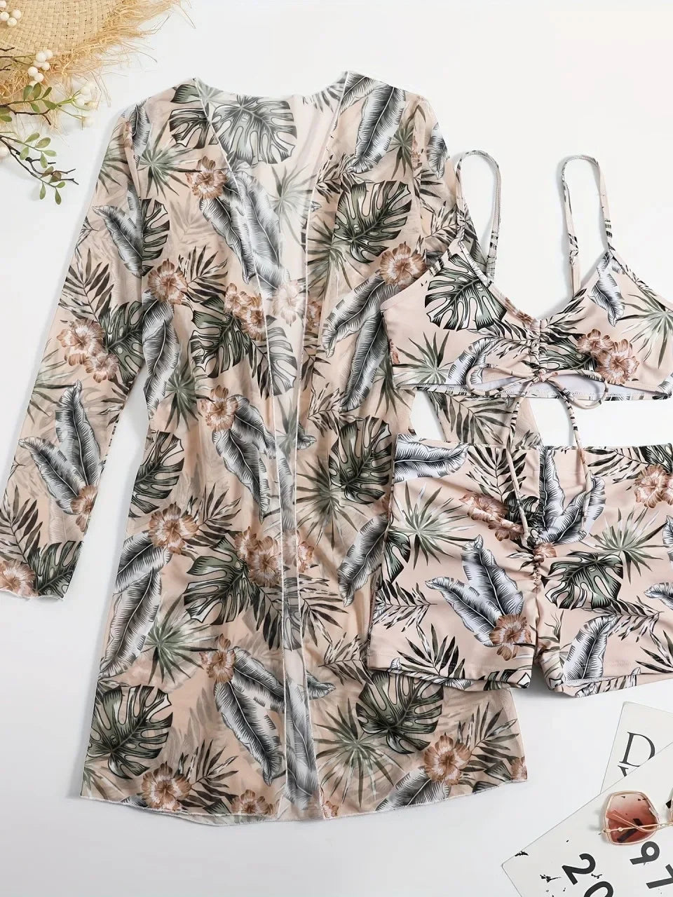 Biquíni Tie Dye 3 Peças | Cintura Alta com Shorts