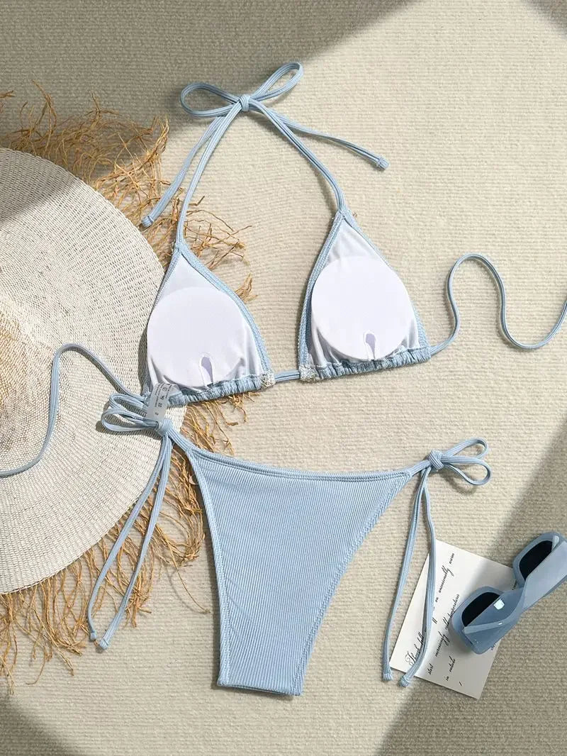 Biquíni Triângulo Frente Única | Design Concha & Estrela do Mar com Bojo