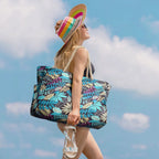 Bolsa de Praia Canvas Listrada com Zíper | Impermeável e Dobrável