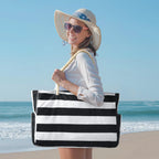 Bolsa de Praia Canvas Listrada com Zíper | Impermeável e Dobrável