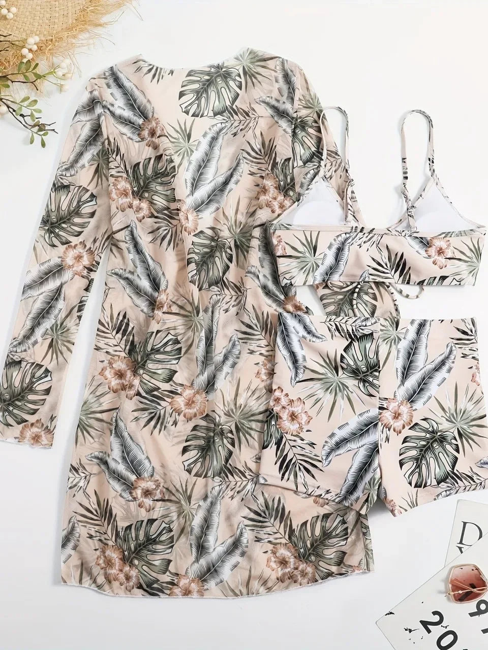 Biquíni Tie Dye 3 Peças | Cintura Alta com Shorts