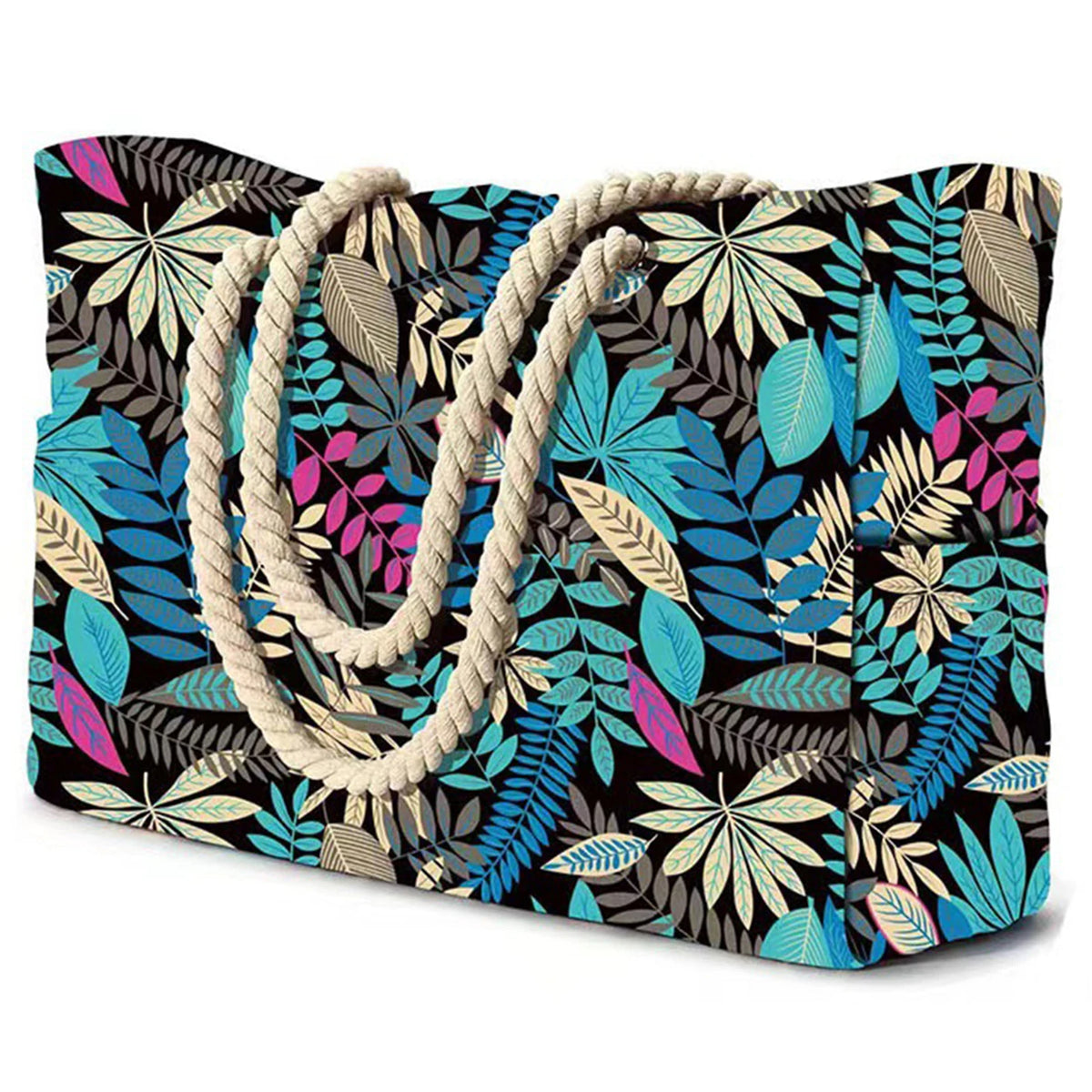 Bolsa de Praia Canvas Listrada com Zíper | Impermeável e Dobrável