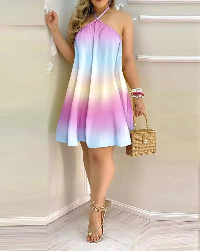 Vestido Floral Romântico | Saída de Praia Frente Única Decote nas Costas