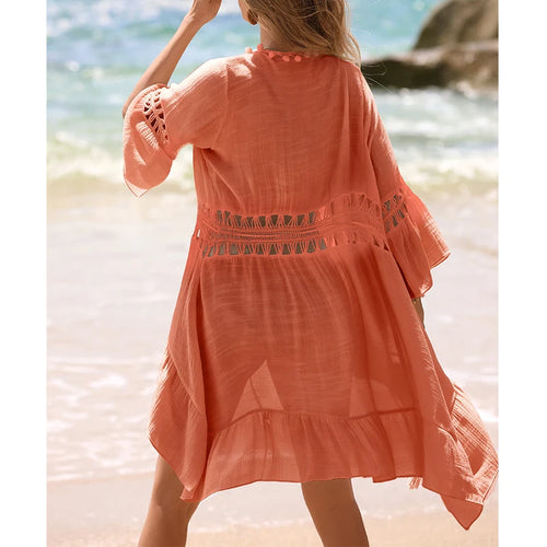 Cardigan Saída de Praia com Franjas | Leve e Respirável