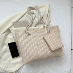 Bolsa de Praia Palha Estilo Boho | Grande Capacidade