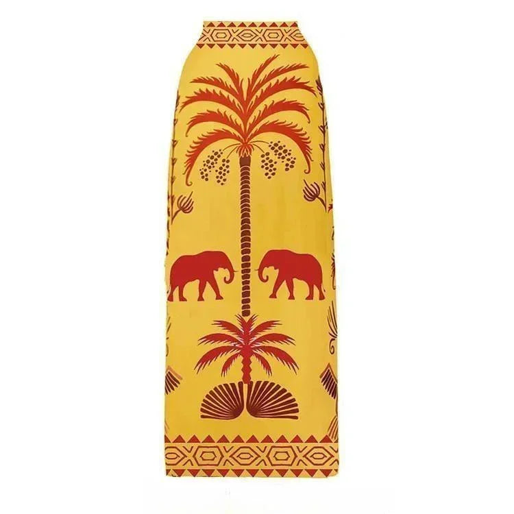 Conjunto Praia 3 Peças Estampa Pássaros | Biquíni, Maiô e Saia/Calça com Renda