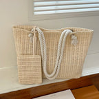 Bolsa de Praia Palha Estilo Boho | Grande Capacidade