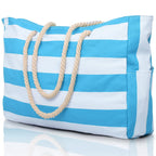 Bolsa de Praia Canvas Listrada com Zíper | Impermeável e Dobrável