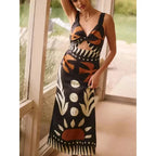 Conjunto Praia 3 Peças Estampa Pássaros | Biquíni, Maiô e Saia/Calça com Renda