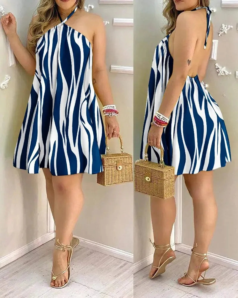 Vestido Floral Romântico | Saída de Praia Frente Única Decote nas Costas