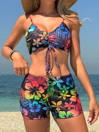 Biquíni Tie Dye 3 Peças | Cintura Alta com Shorts