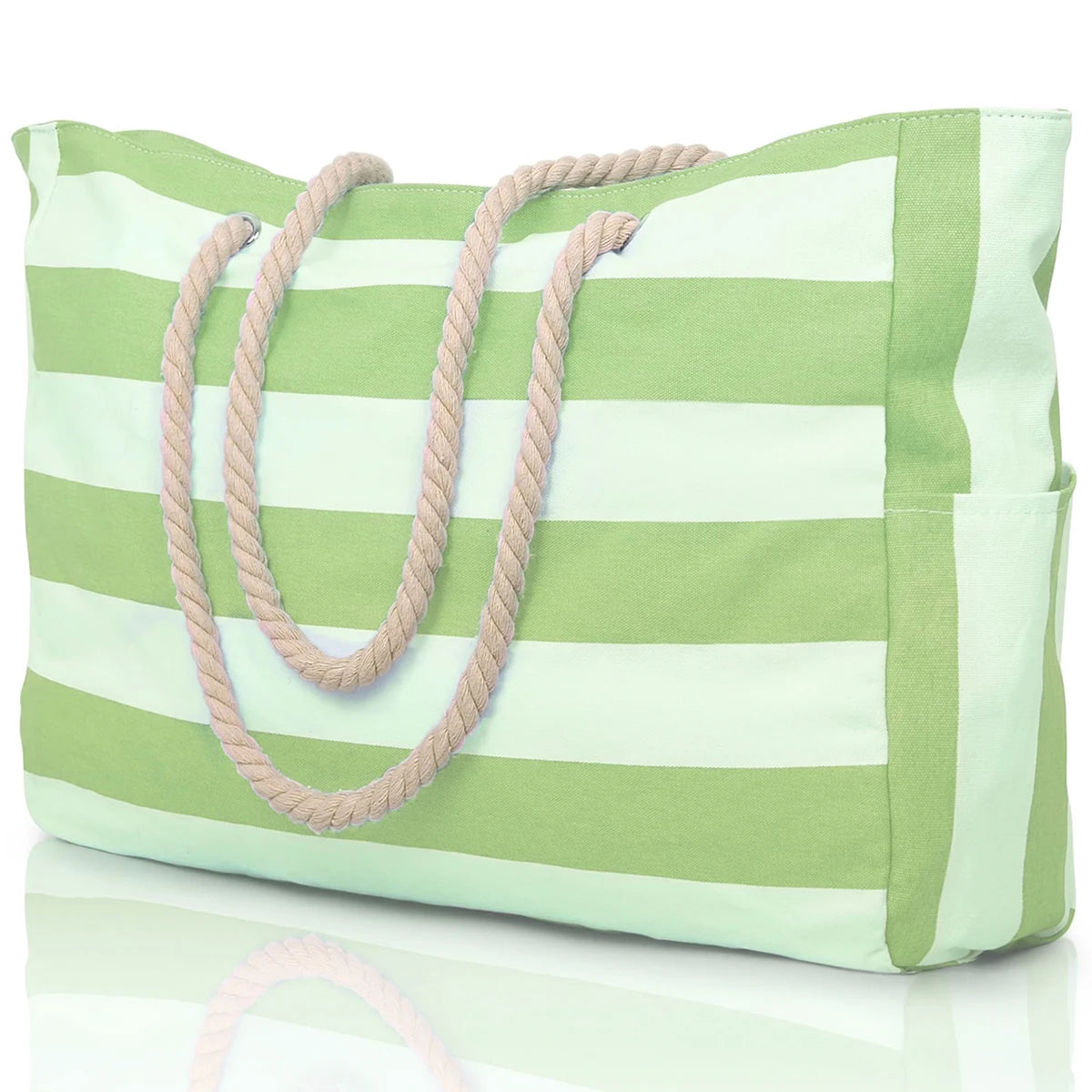 Bolsa de Praia Canvas Listrada com Zíper | Impermeável e Dobrável