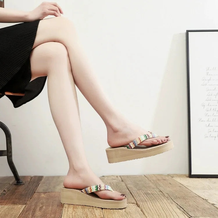Chinelo Rasteira Plataforma Feminina | Flip Flop de Praia Leve e Confortável