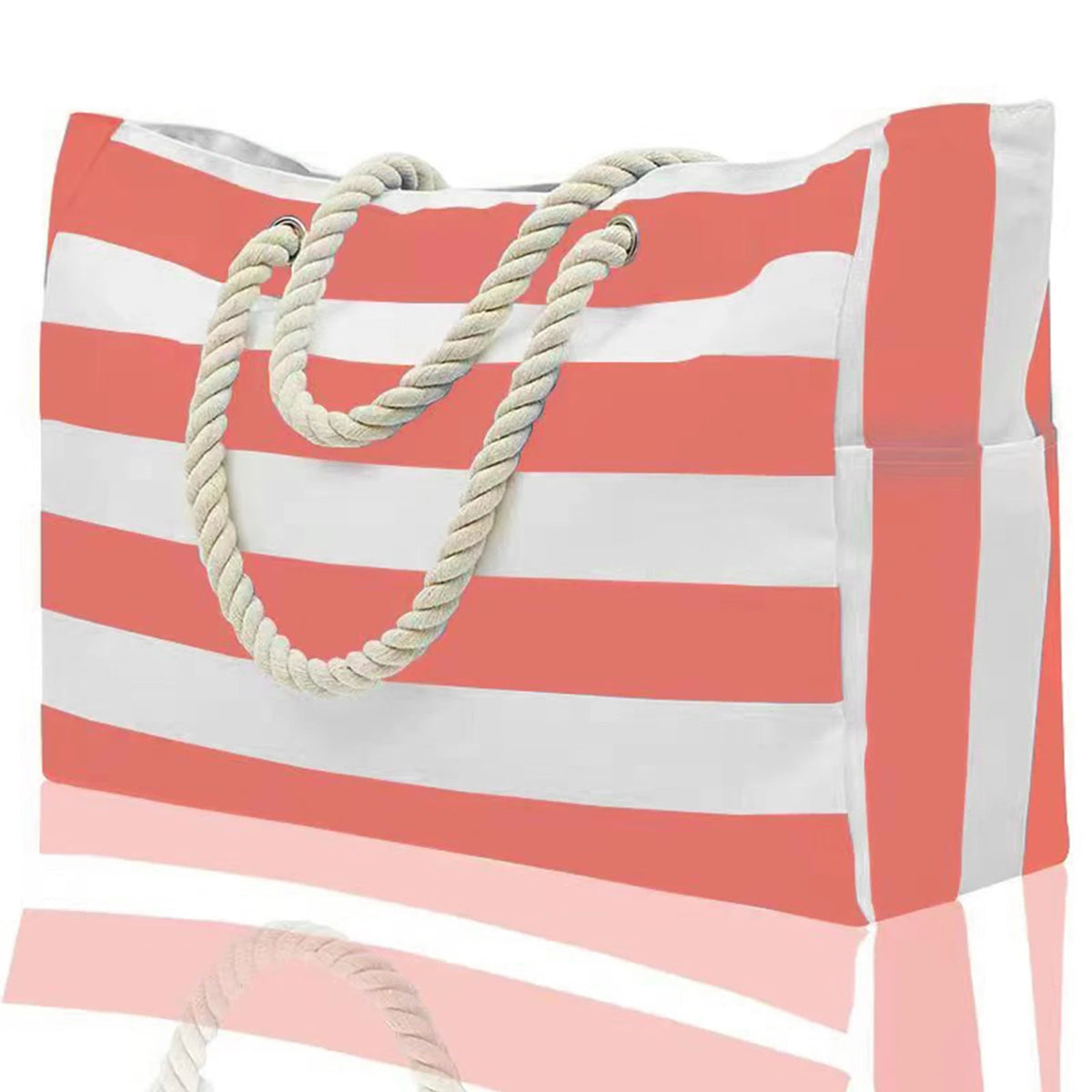 Bolsa de Praia Canvas Listrada com Zíper | Impermeável e Dobrável