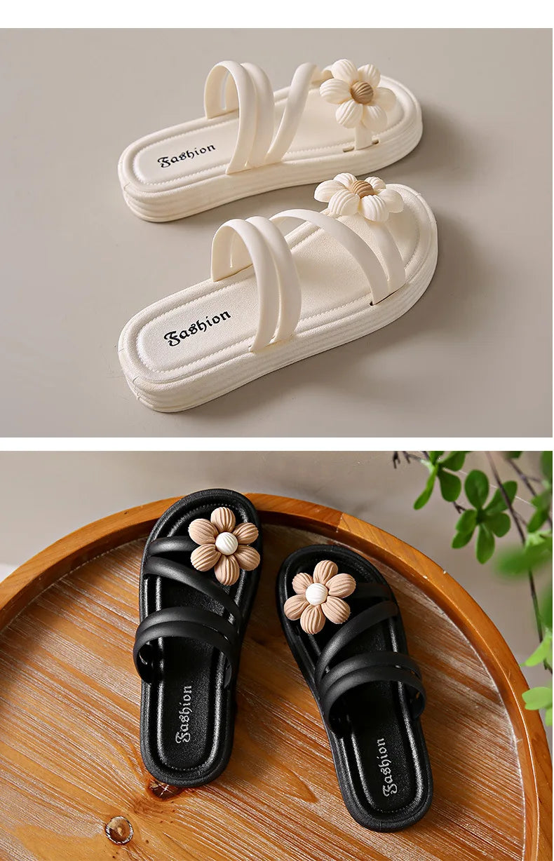 Sandália Feminina Rasteira com Flor | Conforto e Estilo