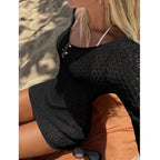 Vestido Saída de Praia Manga Longa com Proteção Solar | Tricô Vazado
