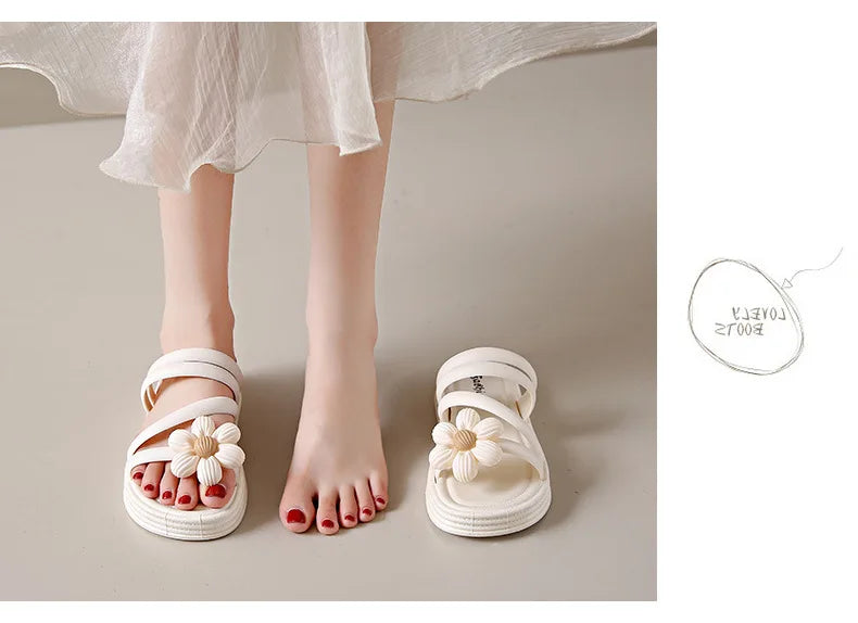 Sandália Feminina Rasteira com Flor | Conforto e Estilo