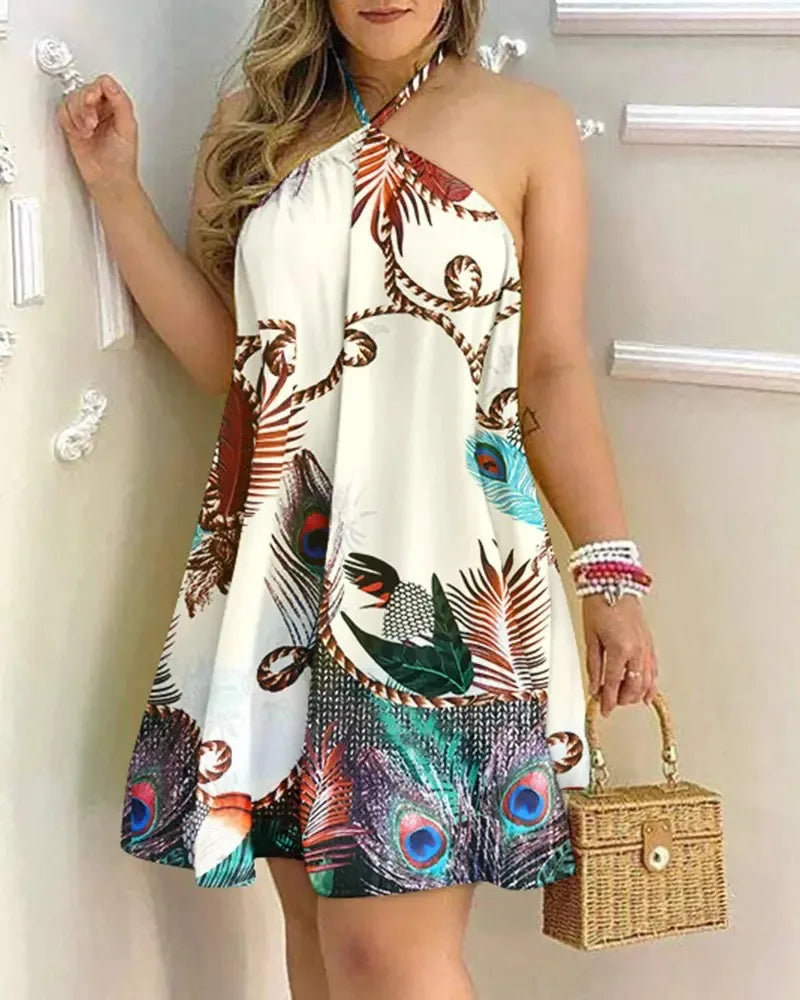 Vestido Floral Romântico | Saída de Praia Frente Única Decote nas Costas