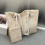 Bolsa de Praia Palha Estilo Boho | Grande Capacidade