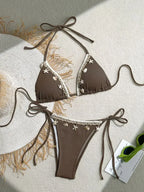 Biquíni Triângulo Frente Única | Design Concha & Estrela do Mar com Bojo