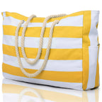 Bolsa de Praia Canvas Listrada com Zíper | Impermeável e Dobrável