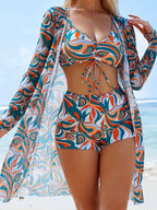 Biquíni Tie Dye 3 Peças | Cintura Alta com Shorts
