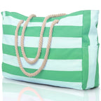 Bolsa de Praia Canvas Listrada com Zíper | Impermeável e Dobrável