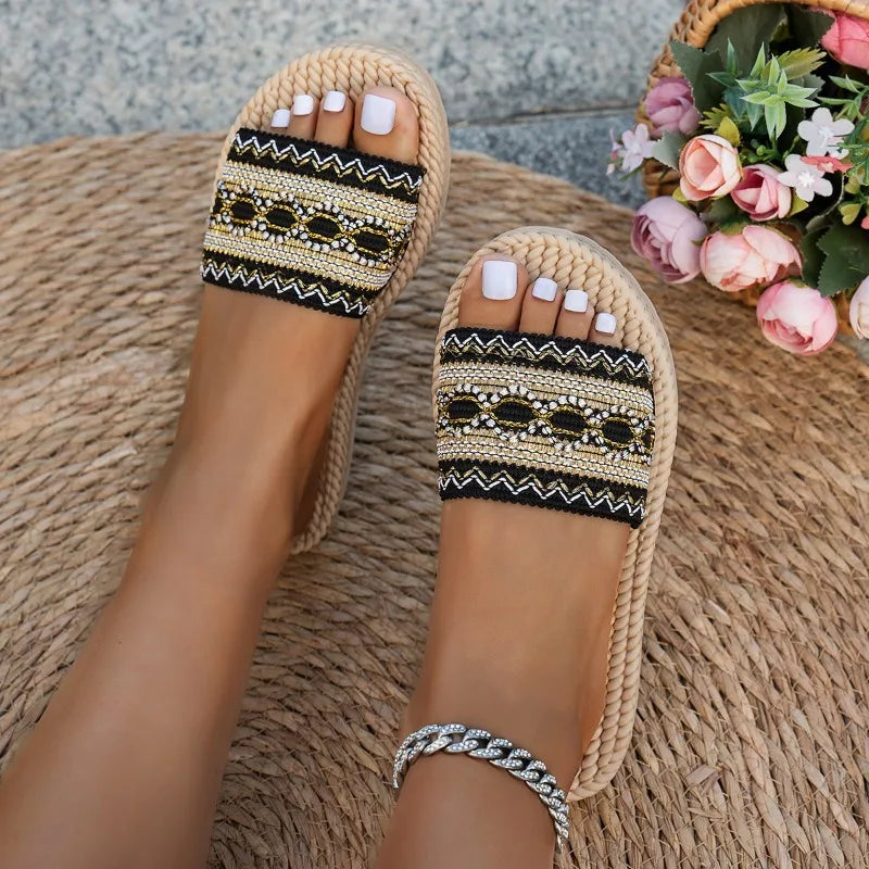 Sandália Boho Tassel Étnica | Rasteira de Praia Feminina