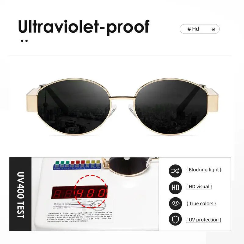 Óculos de Sol Retrô Oval com Armação Metálica | Proteção UV400
